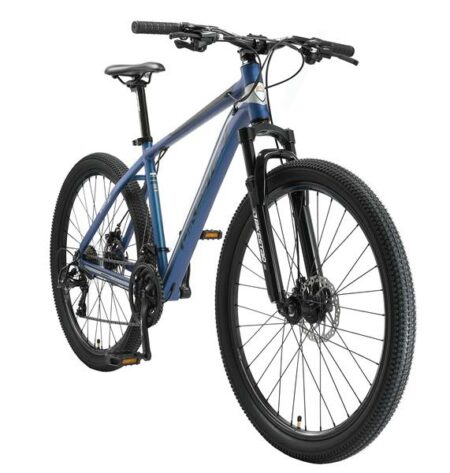 Bikestar Alu Mountainbike 27 Zoll | 18 Zoll Rahmen, 21 Gang Shimano Schaltung mit Scheibenbremse | Blau Silber