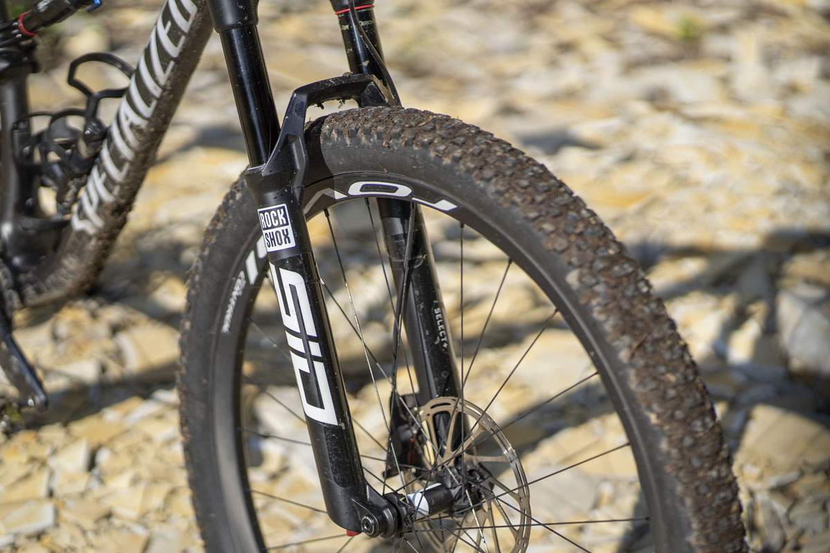 Rock Shox suspension fork with 120 millimeters of travel.